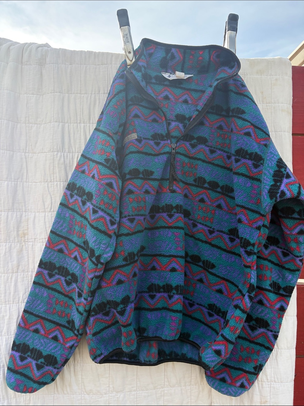 Columbia Cozy Aztec-Pattern Pullover Sweater - Teal & Purplew